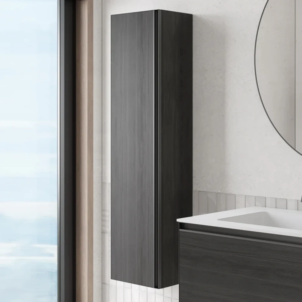 Шкаф-пенал для ванной Armadi Art Quatro oak anthracite, профиль anthracite