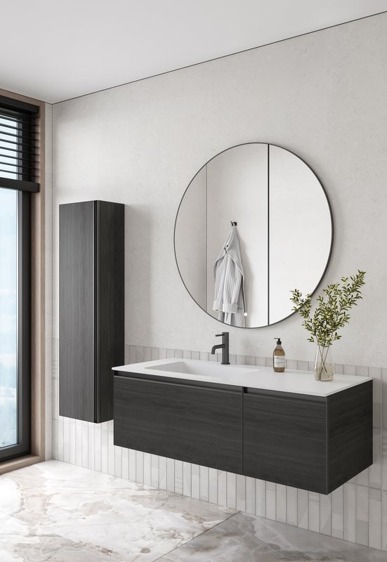 Шкаф-пенал для ванной Armadi Art Quatro oak anthracite, профиль anthracite