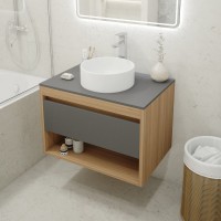 Тумба с раковиной Teymi Ritta 75 дуб эврика, матовый графит, раковина Lina D35