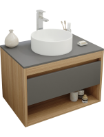 Тумба с раковиной Teymi Ritta 75 дуб эврика, матовый графит, раковина Lina D35