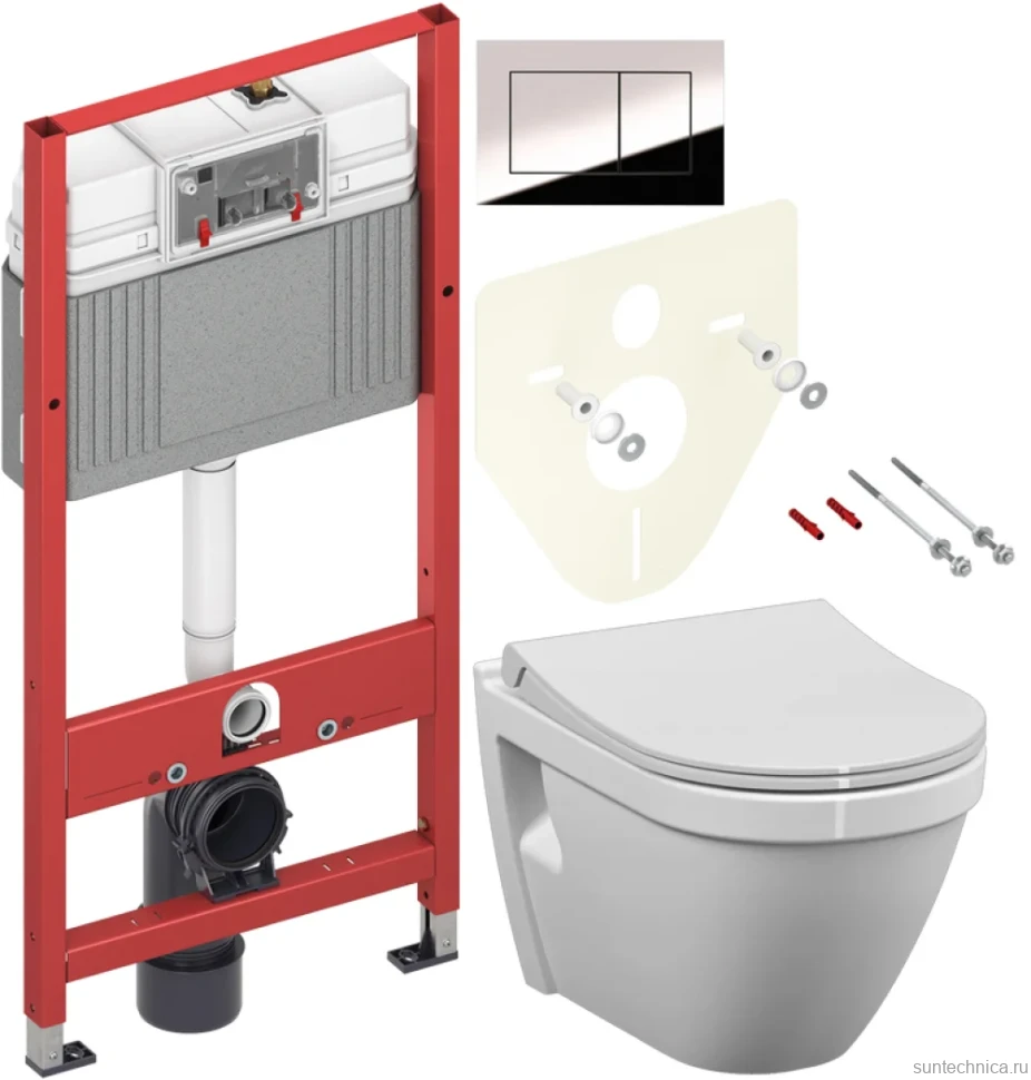 Комплект Унитаз подвесной VitrA S50 7740B003-0850 с бидеткой + Крышка 801-003-019 с микролифтом + Инсталляция TECE Now 9400412 4 в 1 с кнопкой смыва