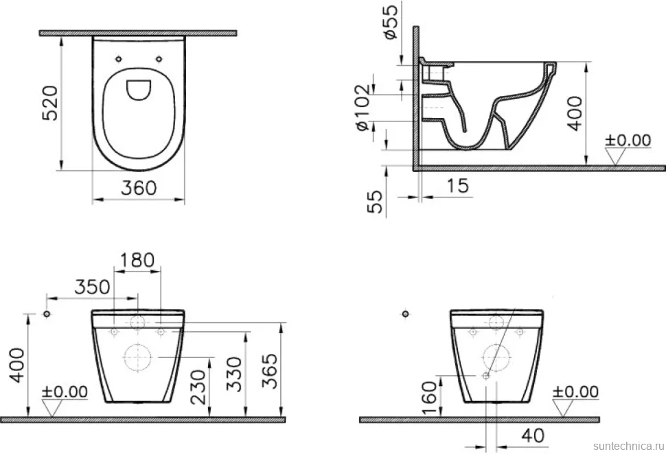 Комплект Унитаз подвесной VitrA S50 7740B003-0850 с бидеткой + Крышка 801-003-019 с микролифтом + Инсталляция TECE Now 9400412 4 в 1 с кнопкой смыва