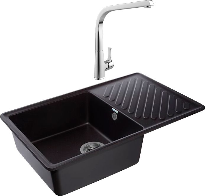 Комплект Мойка GranFest Quarz Z 52 черная + Смеситель MEGA Mega