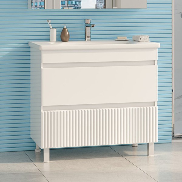 Тумба под раковину Misty Мира 90 напольная, белая