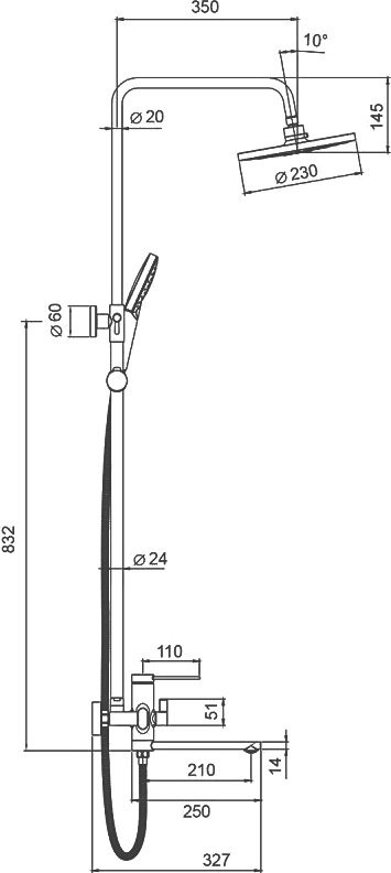 Душевая стойка Frap H67-6 F2467-6 черная