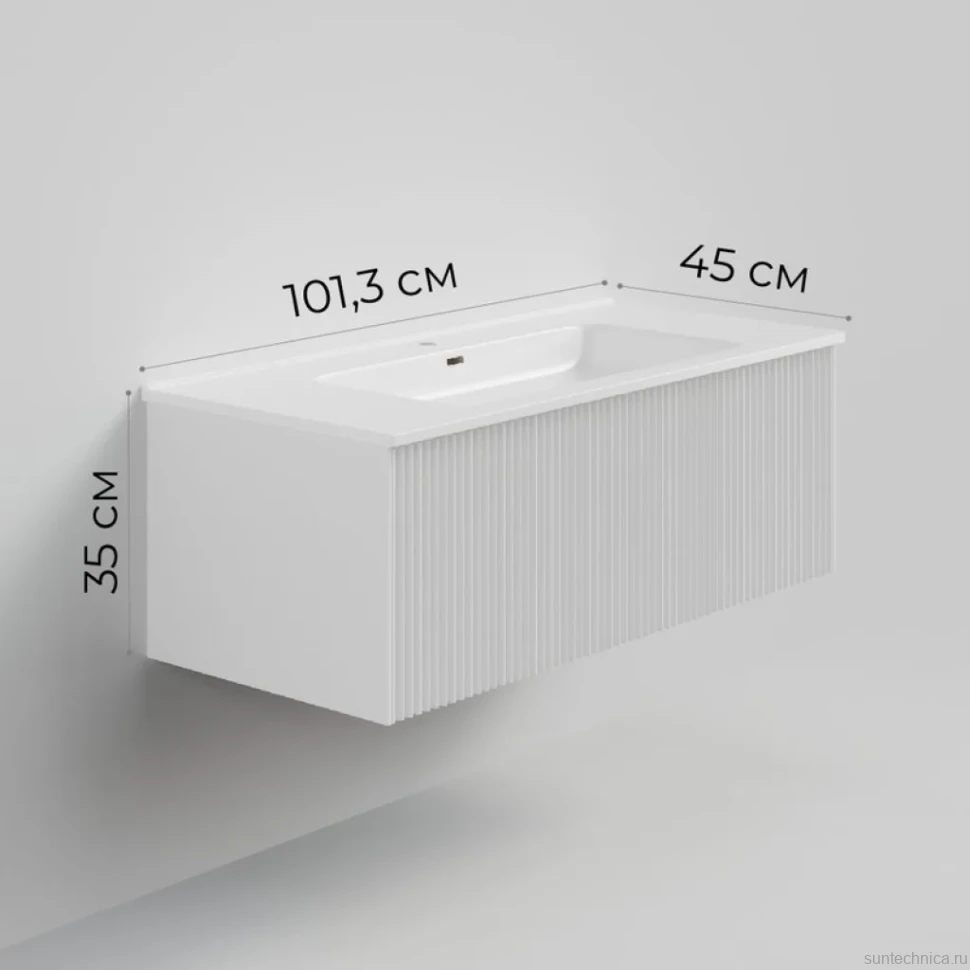 Тумба с раковиной La Fenice Terra 100 подвесная, bianca, раковина Slim Line 100 см