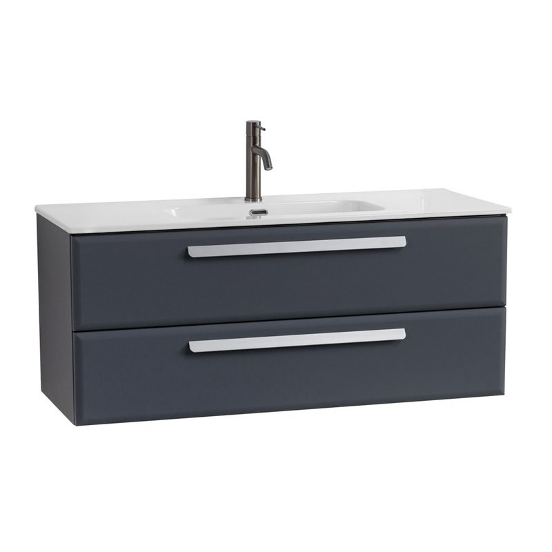 Тумба с раковиной Cezares Eco Cer-N 120 grafito, раковина Duet 120, ручки серые