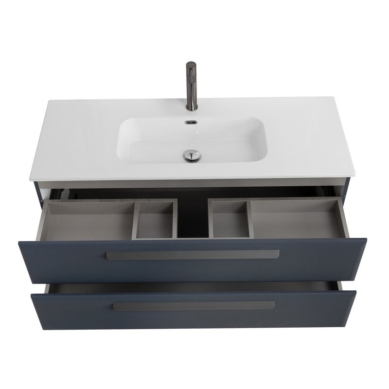 Тумба с раковиной Cezares Eco Cer-N 120 grafito, раковина Duet 120, ручки серые