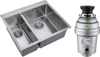 Комплект Мойка Zorg Light ZL R 590-2-510-R R, нержавеющая сталь + Измельчитель Inox D