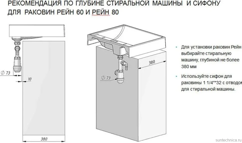 Тумба с раковиной AQUATON Лондри 20 L, под стиральную машину