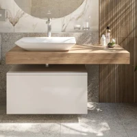 Столешница с раковиной Duravit Viu 60, дуб французский, 120, без отверстий + тумба 80