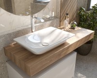 Столешница с раковиной Duravit Viu 60, дуб французский, 120, без отверстий + тумба 80