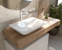 Столешница с раковиной Duravit Viu 60, дуб французский, 120, без отверстий + тумба 80