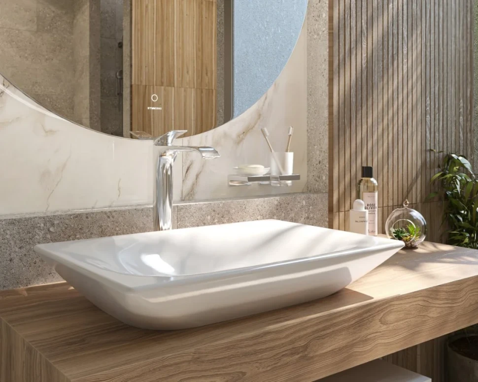 Столешница с раковиной Duravit Viu 60, дуб французский, 120, без отверстий + тумба 80