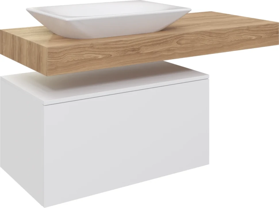 Столешница с раковиной Duravit Viu 60, дуб французский, 120, без отверстий + тумба 80