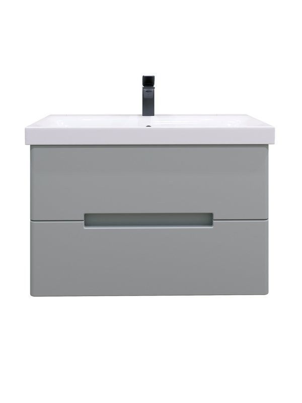 Тумба с раковиной SanStar Ориана 80 подвесная, серая, раковина Cersanit Moduo 80