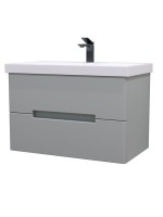 Тумба с раковиной SanStar Ориана 80 подвесная, серая, раковина Cersanit Moduo 80