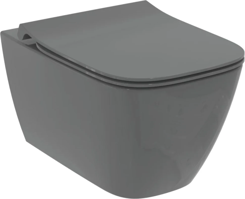 Комплект Унитаз подвесной Ideal Standard I Life B T533058 безободковый, с микролифтом, технология RimLS+, серый + Крепления Geberit Duofix 111.815.00.1 к стене + Звукоизоляция + Инсталляция UP 320 111.300.00.5 + Кнопка Sigma 01 115.770.21.5 хром