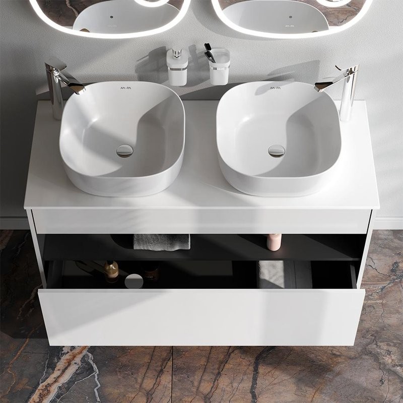 Мебель для ванной комнаты AM.PM Func 120 белый глянец, со столешницей, раковина M8FWCC30430WG