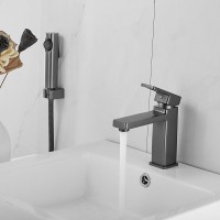 Смеситель для раковины Shevanik S8271T с гигиеническим душем, оружейная сталь