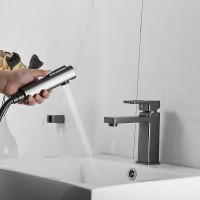 Смеситель для раковины Shevanik S8271T с гигиеническим душем, оружейная сталь