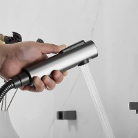 Смеситель для раковины Shevanik S8271T с гигиеническим душем, оружейная сталь