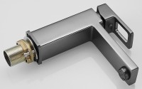 Смеситель для раковины Shevanik S8271T с гигиеническим душем, оружейная сталь