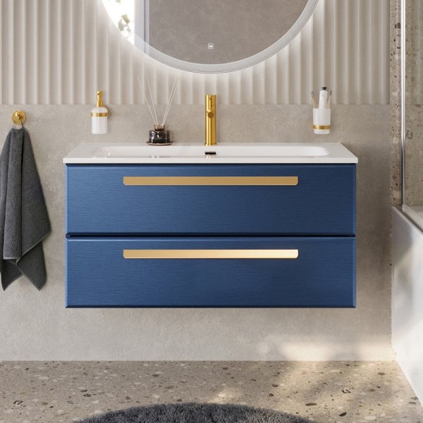 Тумба под раковину без столешницы Cezares Eco Cer-N 100 sapfiro, ручки сатиновое золото