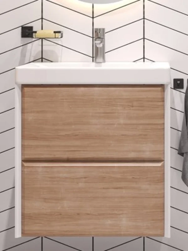 Тумба с раковиной Velvex Gesso 60.2Y дуб сонома, белая