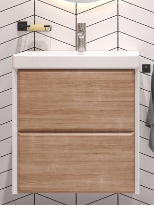 Тумба с раковиной Velvex Gesso 60.2Y дуб сонома, белая