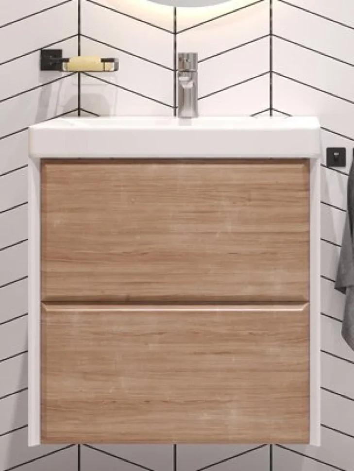 Тумба с раковиной Velvex Gesso 60.2Y дуб сонома, белая