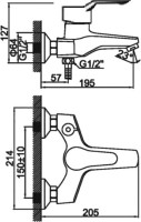 Смеситель для ванны с душем D-lin 403-6 D130403-6 хром