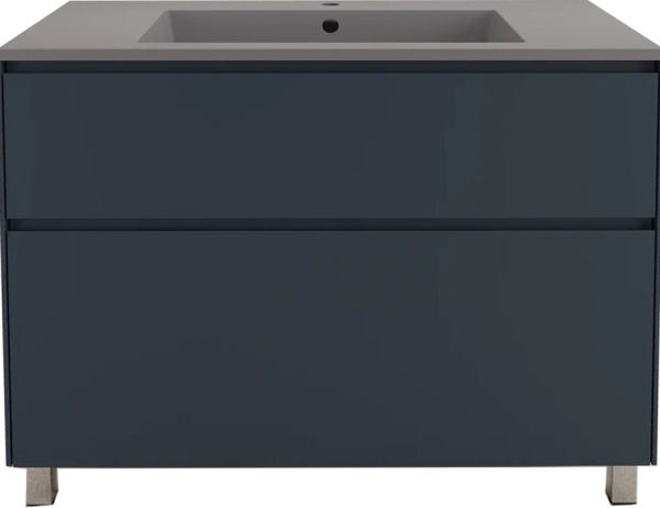 Тумба с раковиной Style Line Лима 100 см напольная LINE 100 2 ящика PLUS Графит ЭМАЛЬ, раковина серый шелк