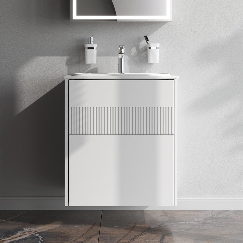 Тумба с раковиной AM.PM Func 60 белая матовая, с двумя ящиками