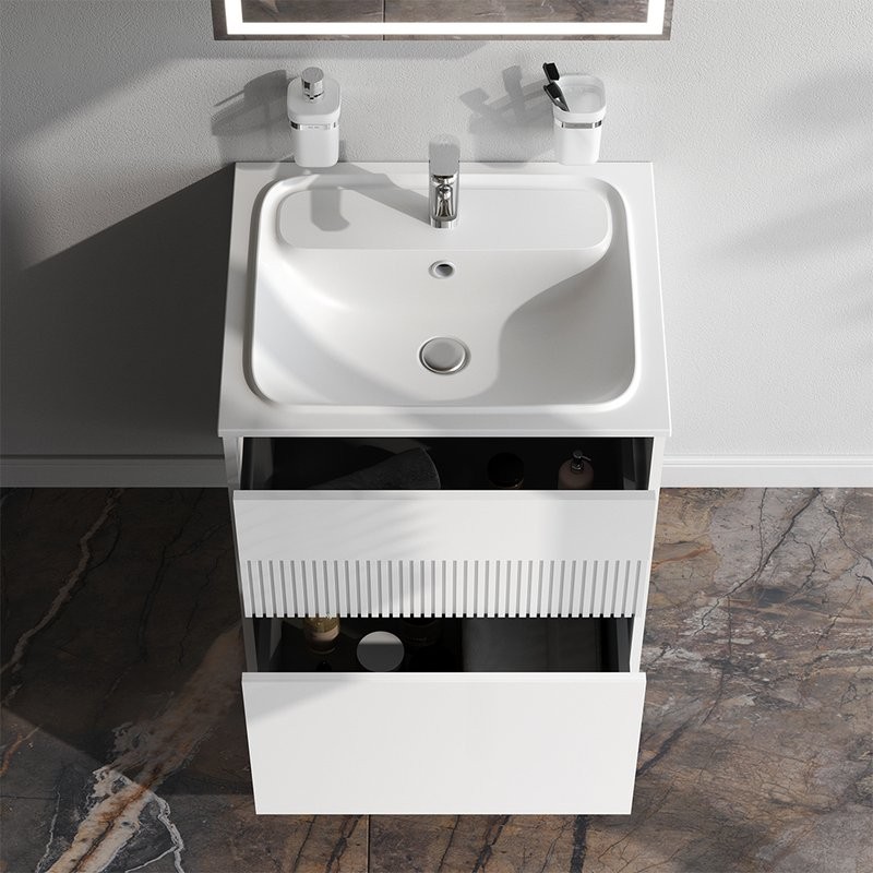 Тумба с раковиной AM.PM Func 60 белая матовая, с двумя ящиками