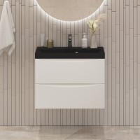 Тумба с раковиной BelBagno Marino 60 подвесная, bianco lucido, черная раковина