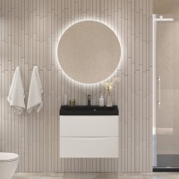 Тумба с раковиной BelBagno Marino 60 подвесная, bianco lucido, черная раковина