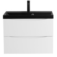 Тумба с раковиной BelBagno Marino 60 подвесная, bianco lucido, черная раковина