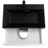 Тумба с раковиной BelBagno Marino 60 подвесная, bianco lucido, черная раковина