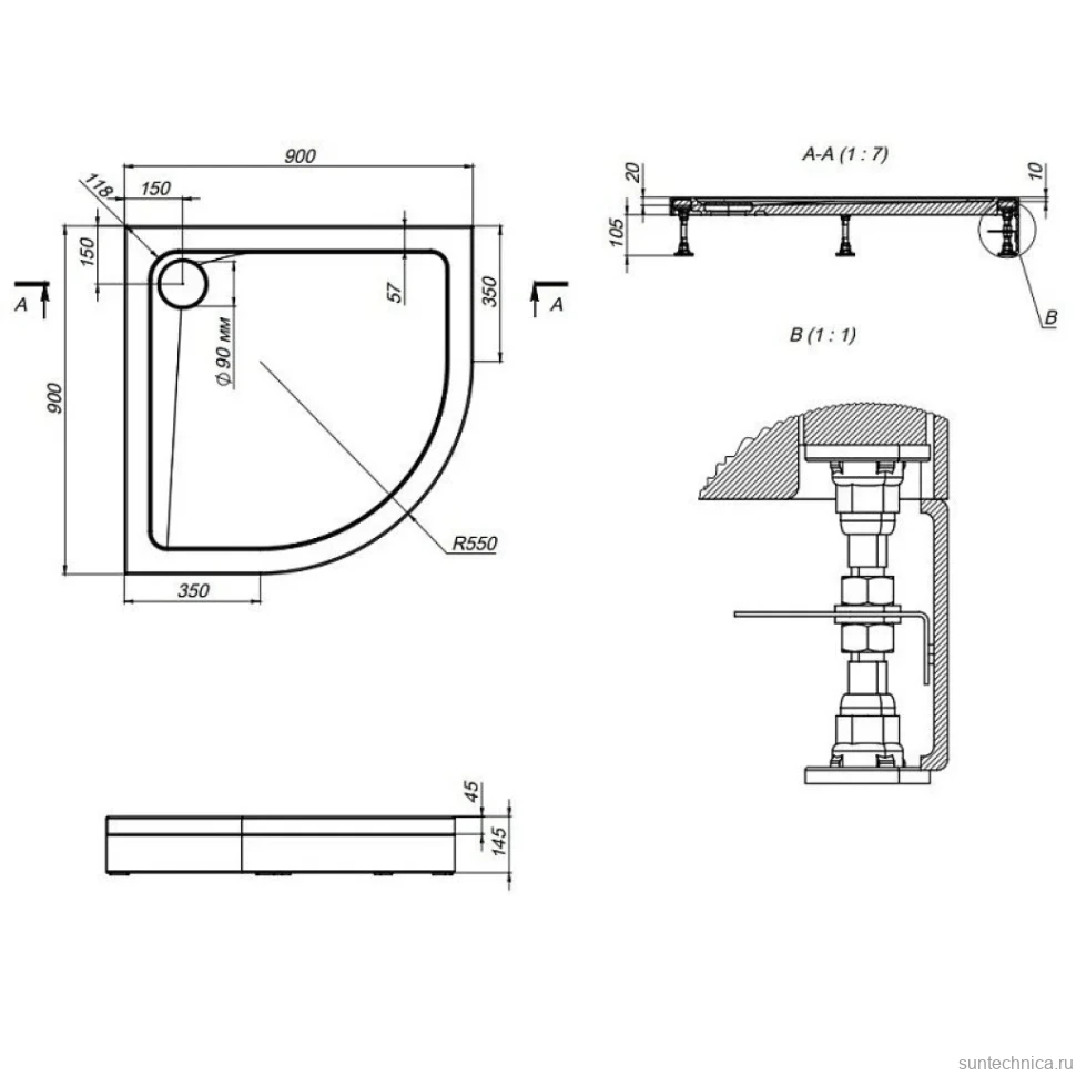 Поддон для душа AM.PM Gem W90T-401-090W 90x90