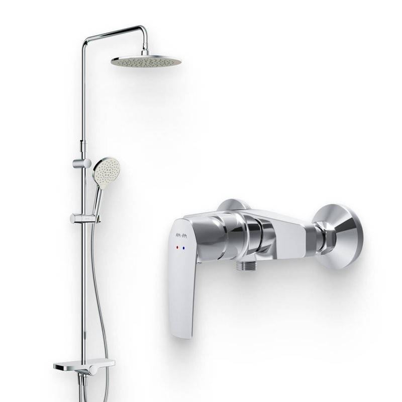 Душевой комплект Смеситель для душа AM.PM Gem + Стойка Like