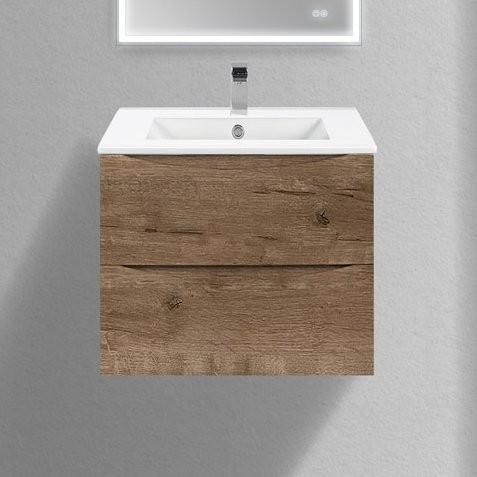 Тумба с раковиной Vincea Mia Slim 60, 2 ящика, дуб винтаж