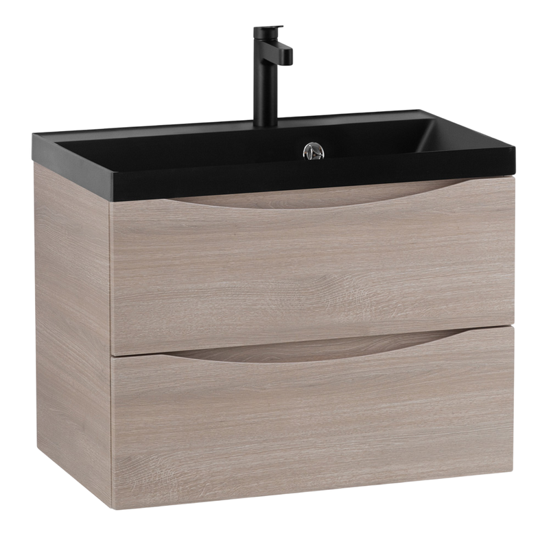 Тумба с раковиной BelBagno Marino 70 подвесная, rovere grigio, черная раковина