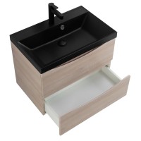 Тумба с раковиной BelBagno Marino 70 подвесная, rovere grigio, черная раковина