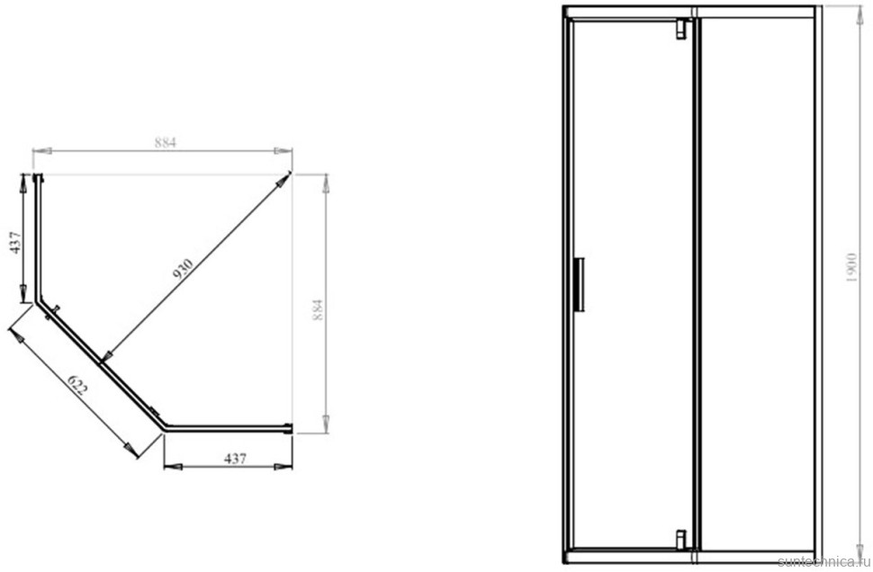Душевой уголок AM.PM Gem W90G-405-090MT