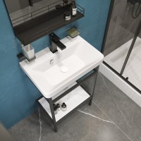 Консоль с раковиной STWORKI Эстфолл 55, черный муар 11055-KL