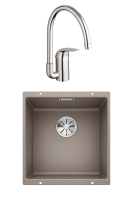 Комплект Мойка Blanco Subline 400-U серый беж + Смеситель Grohe Euroeco