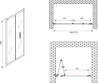 Душевая дверь в нишу Abber Sonnenstrand AG07100 100 см, профиль хром, стекло прозрачное