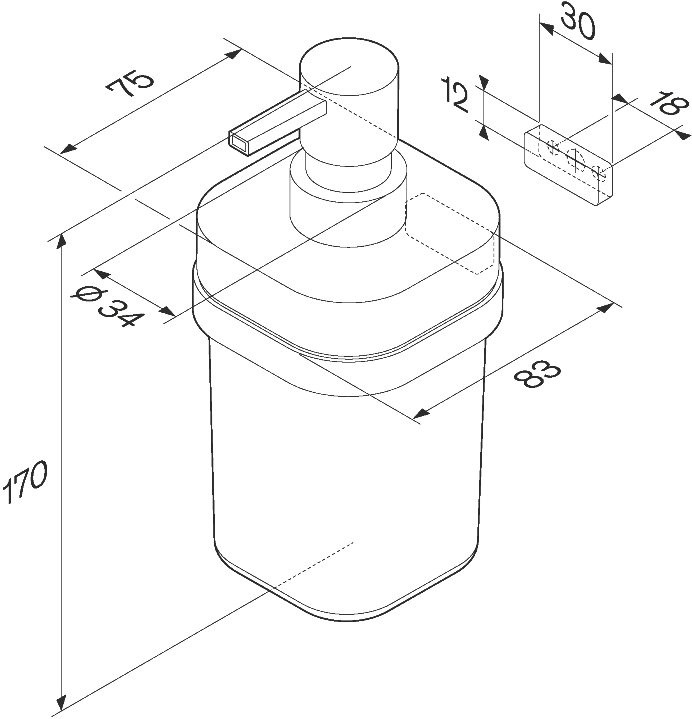 Дозатор для жидкого мыла AM.PM Func A8F36900 настенный, хром