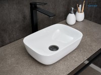 Накладная раковина GID Geometrico N1334 36 глянцевая белая, прямоугольная, фаянс